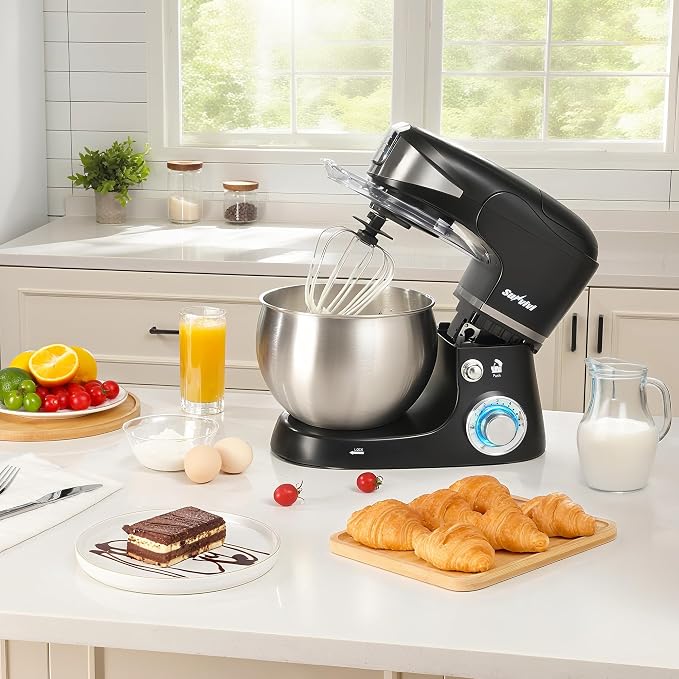 Stand Mixer with 6.5-QT Bowl: 400W Electric Kitchen Mixer with Dough Hook, Whisk & Beater, 3-in-1 Food Processor & Meat Grinder Attachment, For Baking, Bread, Pasta, Cookies