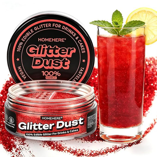 HomeHere Edible Glitter for Drinks & Cakes, 10g Food Grade Disco Diamond Glimmer Dust, Sparkle Powder for Cocktails, Chocolate, Baking Decorations, Vegan& Tasteless (Burgundy)