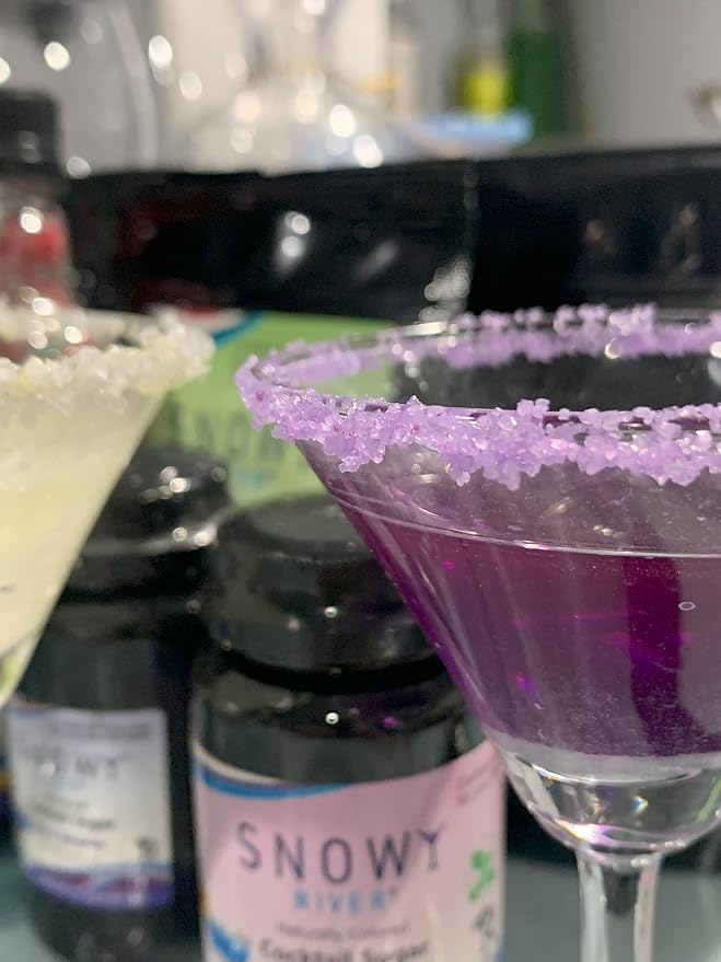 Snowy River Purple Cocktail Sugar - Kosher Certified Naturally Colored Purple Cocktail Rimmer (2oz Bottle, Medium Crystal)