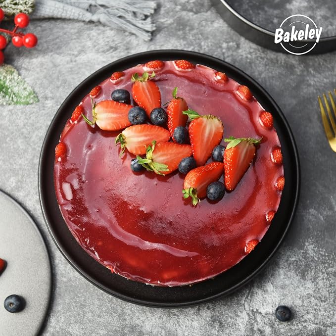 Round Cake Pan, 8-Inch Non-Stick with Removable Loose Bottom Chiffon Bakeware for Oven (Black)