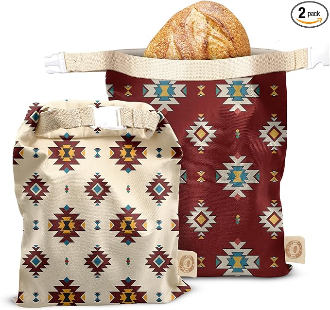 Cozy Bread® Reusable Bread Bag Set for Home Bakers | USA Brand | Charming Bread Designs (South Western)