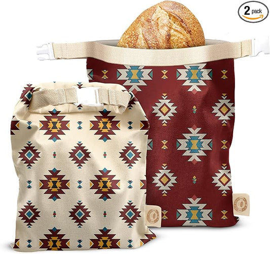 Cozy Bread® Reusable Bread Bag Set for Home Bakers | USA Brand | Charming Bread Designs (South Western)