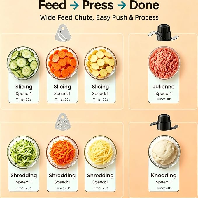 Simple Deluxe Food Processor 10.5 Cup, Multi-Functional Vegetable Choppers Food Grinder with Slicing Shredding Chopping Kneading, Suitable for Smoothie Fruit Dough, 2.6QT, Black