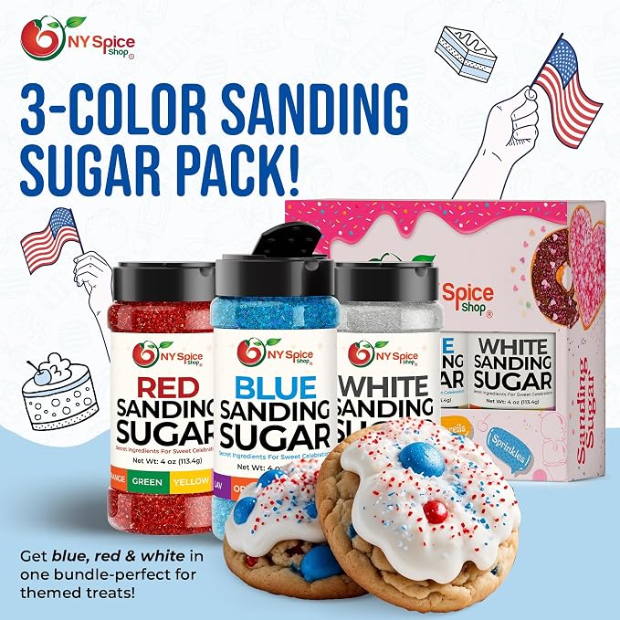 NY Spice Shop Blue Sanding Sugar - 4 Ounce Sweet Colorful Edible Sprinkles For Candy Dish - Sugar Sprinkles For Cake Decorating Basket & Dishes