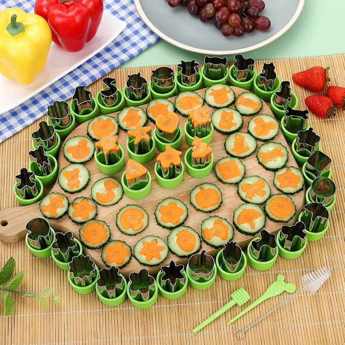 NEW LIVE 35 Pack Cookie Cutters Vegetable Fruit Cutter Shapes Stamps Mold Mini Cookie Cutters