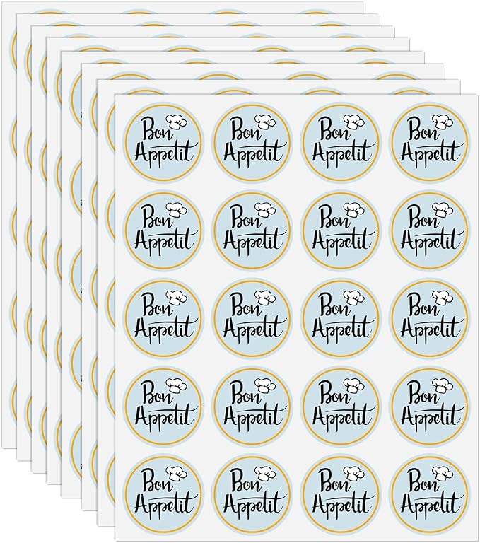 300PCS Bon Appetit Sticker,Enjoy Your Meal Stickers,1.5" Round Sealed Labels for Food Service,Bakery Packaging,Catering Business