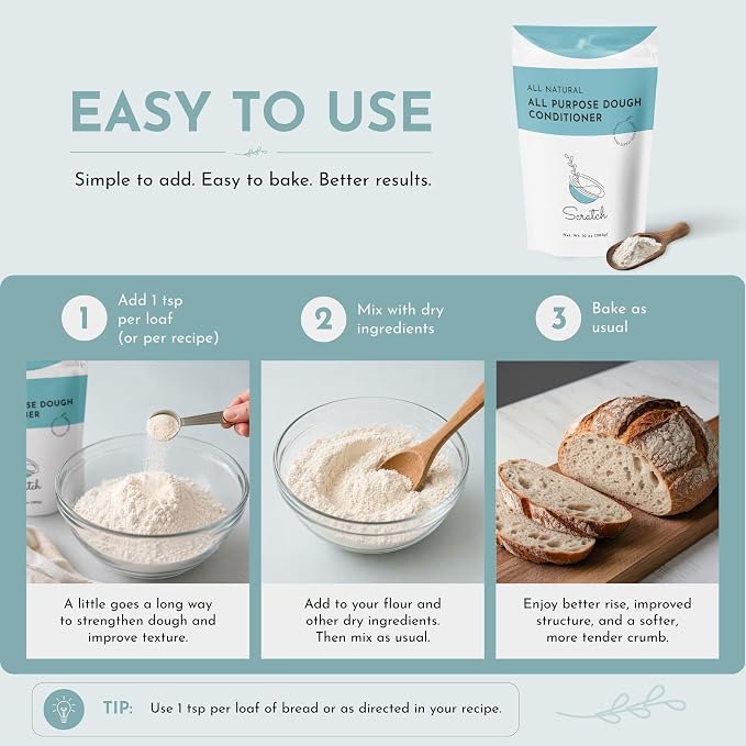 All Natural Professional Dough Conditioner (20° Lintner), 10 oz | Clean Label Dough Enhancer | 100% Natural Ingredients | Better Rise, Texture & Shelf Life
