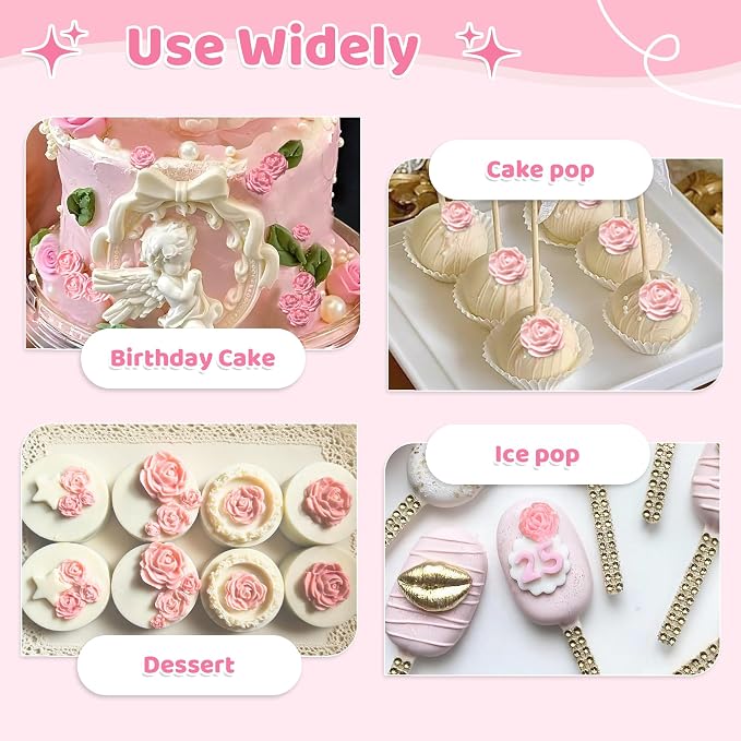 YunKo Rose Flower Fondant Mold Mini Chocolate Mold for Decorating Cake Candy Chocolate DIY Cake Decorating