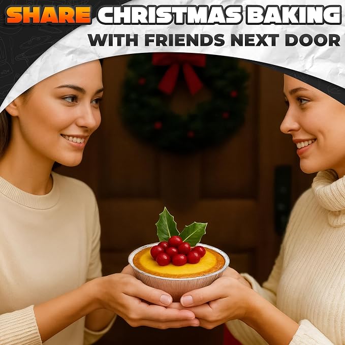 Round Foil Cake Pans – 50 Pack 6" Reusable Aluminum Baking Pans | Stackable, Grease-Resistant for 4th of July Holiday Baking, Tarts, Cheesecakes, Freezer & Storage Use | Great Gift for Bakers & Chefs