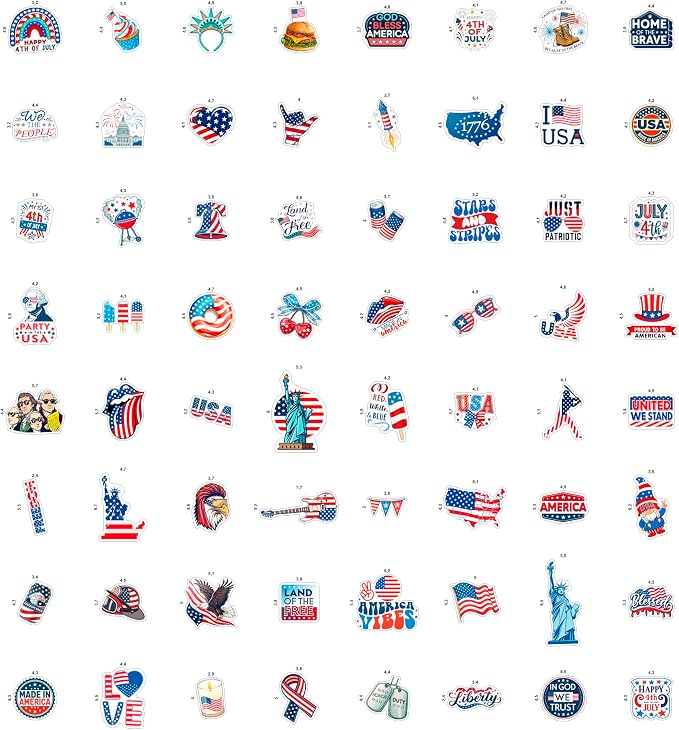 100Pcs USA Stickers and Decals for Water Bottle, Laptop - American Stickers- USA Party Supplies & Decorations - American Gifts - Gift for Women & Men