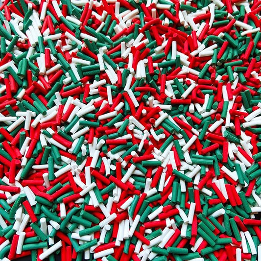 EHOPE 100G Fake Sprinkles Polymer Sprinkles Faux Sprinkles Resin Sprinkles Clay Sprinkles For Resin Fake Candy Sprinkles for Nail Art DIY Crafts Cake Phone Case (100G Long Christmas)