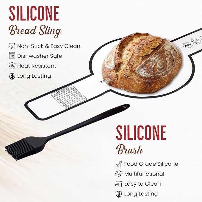 Sourdough Starter Kit with 9" Banneton Basket, 14 Piece Breads Making Set, 24oz Glass Jar, Dough Whisk, Bread Lame with Blades, Silicone Sling & Recipe Book, Complete Sourdough Bread Baking Supplies