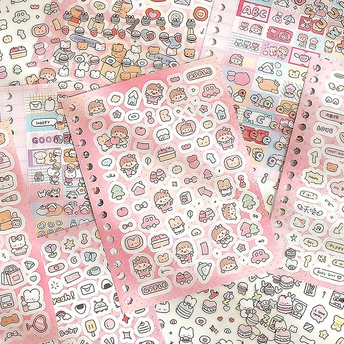 Vintage Japanese Sticker Book for Adults – 16 Sheets, 1000+ Aesthetic Stickers for Journaling & Scrapbooking, Cute & Girlhood Scrapbook Sticker Book for DIY Crafts
