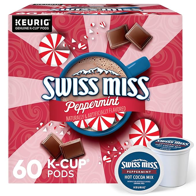 Swiss Miss Peppermint Hot Cocoa, Keurig Single-Serve K-Cup Pods, 60 Count (6 Packs of 10)