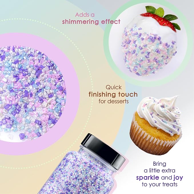 Bakerpan Pastel Pearlized Sugar Sprinkles for Baking - 5 oz Coarse Sparkling Decorating Sugar Crystals for Baking Topping, Cookies, Cupcakes & Cake Pops | Made in USA
