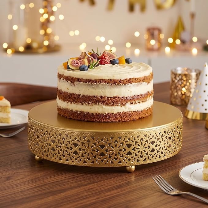 Hedume 3-Piece Cake Stand Set, Round Metal Cake Stands, Dessert Cupcake Pastry Candy Display Plate for Wedding, Event, Birthday Party