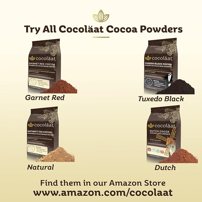 Cocoläat Garnet Red Dutch Cocoa Powder | Culinary Grade for Bakers, Pastry Chefs, & Chocolatiers | 10/12% Cocoa Butter | Resealable Pouch | 12 oz/340 g