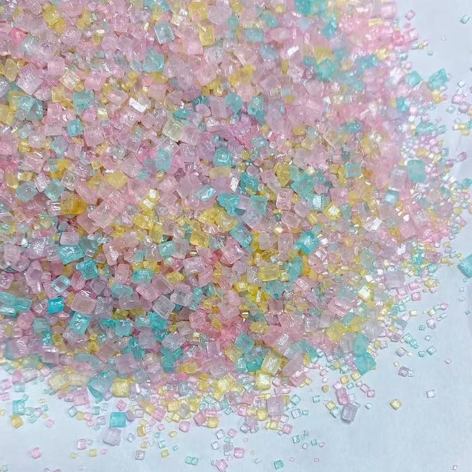 Sentovac Pastel Sugar Crystals for Baking Edible Spring Easter Coarse Large Crystals Sparkling Sugar Sprinkles Cake Cookie Cupcake Topper Ice Cream Decoration Supplies