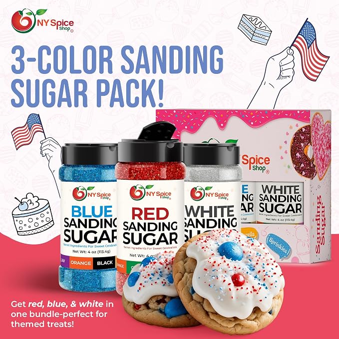 NY Spice Shop Red Sprinkles Sanding Sugar - 4 Ounce Mix Red Sprinkles for Holiday Dessert Decoration - Baking Decoration For Cupcakes Cookies Cakes & Dessert Toppings