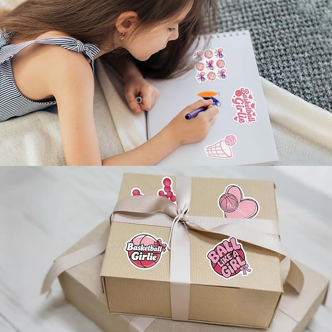 50 Pcs Soccer Stickers for Scrapbooking, Waterproof Vinyl Pink Soccer Stickers for Laptops Water Bottles Journals, Cute Soccer Girlie Decals for Adults Teens Girls