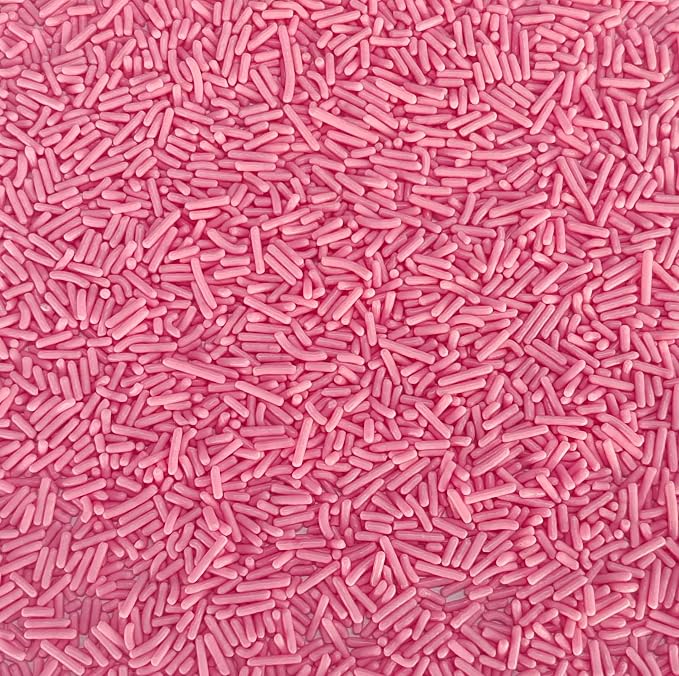 Sentovac Edible Pink Jimmies Sprinkles for Cake Decorating Baking | Cupcake Cookie and Ice Cream Toppers Cake Decorations| Celebrations Wedding Shower Party Chirstmas Supplies 78g/2.75oz