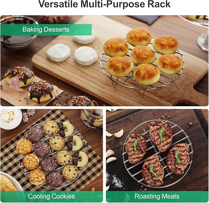 GSlife Instant Pot Steamer Rack - Stainless Steel Instant Pot Accessories, 2 Pack Steam Rack for 6, 8 Qt Pressure Cooker, Cooking Cooling Steaming Baking Rack 7.7''