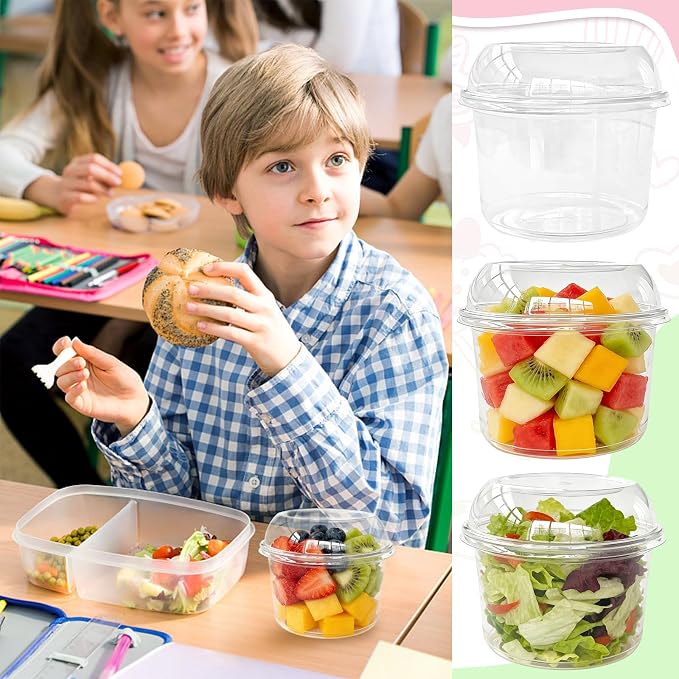 Alaeseje 50 Pack 16 oz Disposable Clear Plastic Cups,PET Dessert Cup with Lids,Disposable Snack Bowls for Cupcake,Pudding,Snacks,Yogurt,Parfait,Fruits,Mousse