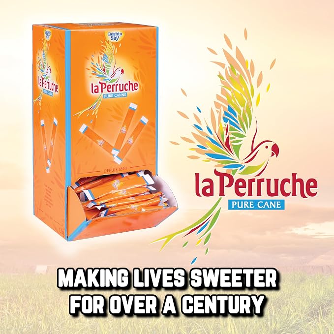 La Perruche Dispenser Box - Brown Sugar Packets for Coffee, 300ct, Pure Cane Sugar in Individual Sticks, 300 x .14oz