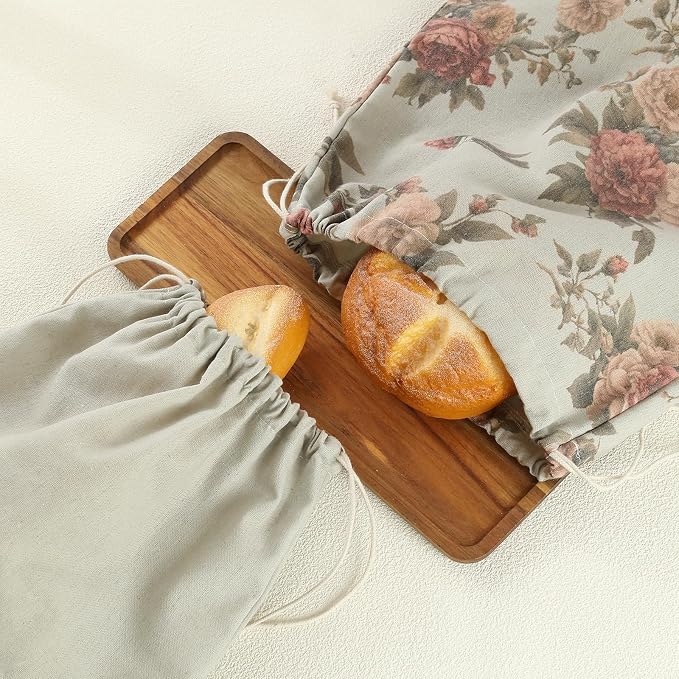 3-Pack Reusable Linen Bread Bags - Extra Large Eco-Friendly Bread Storage & Proofing Covers, Ideal Christmas Gift for Bakers, Homemakers & Sustainable Kitchen