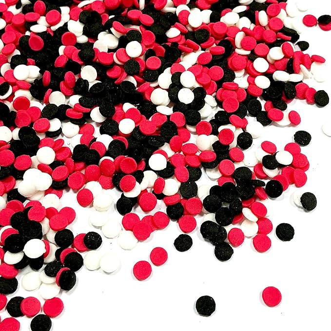 Homipooty Red and Black White Round Sprinkles for Cake Decorating 100g/3.5oz Edible Confetti Sprinkles Mix for Baking, Ice Cream Toppings, Cupcakes, Cookies, Donuts
