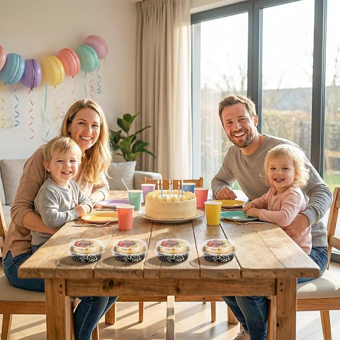 Beasea 4 Inch Pie Tins with Lids, 50 Pack 7.3 Oz Disposable Mini Tart Tins, Aluminum Foil Baking Tins Small Round Muffin Container Mini Cheesecake Cups for Pie Tart Quiche - Black Gold Speckles