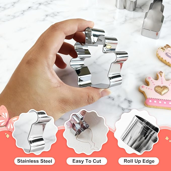 Wedding Cookie Cutter Set - 12Pcs Mini Cookie Cutters Variety Pack with Dough Scraper, Stainless Steel Valentine's Day and Anniversary Cookie Mold for Biscuits, Fondant