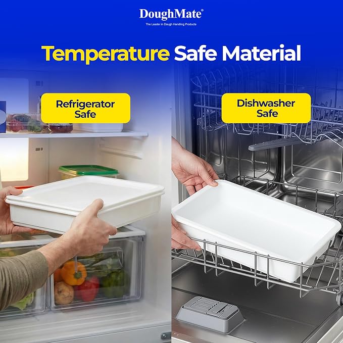 DoughMate® 1 Pizza Dough Proofing Tray with 1 Lid - Holds 6 Dough Balls - Easy to Clean, Durable - NSF® Certified, Made in USA