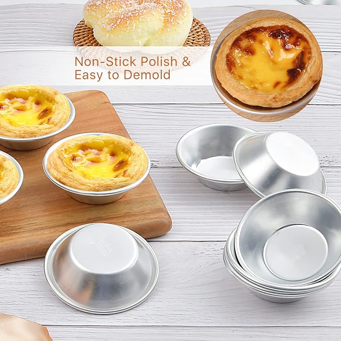 25 Pack Egg Tart Molds, Puto Molder Cookie Steamer Dessert Molds, Small Aluminum Nonstick Pans Pie Molds for Baking Pies Cupcakes Mini Cakes Puddings Jellies