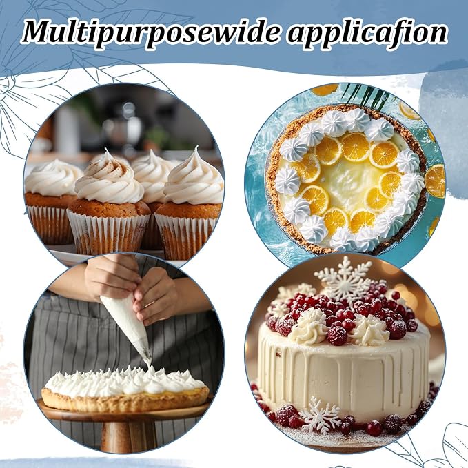 4 Pcs 24 Inch Reusable Pastry Bags Large Piping Bags Reusable Canvas Cake Decorating Bag with Plastic Coating for Frosting, Icing, Cupcakes, Cookies, White