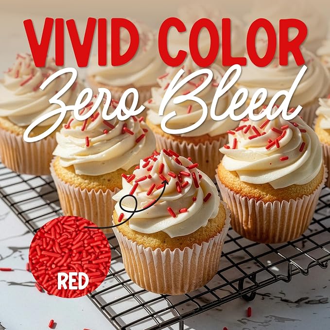 Snackathon Red Sprinkles for Baking & Decorating, 15 oz Vibrant Red Jimmies in Resealable Pouch – Gluten Free Sprinkles for Cakes, Ice Cream Toppings & Desserts