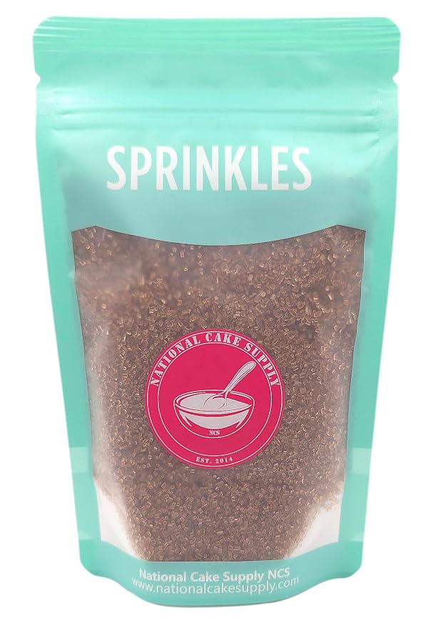 NCS Brown Coarse Sanding Sugar, Crystal Decorating Sugar for Baking & Drink Rims, 7 oz