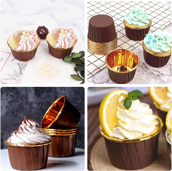 EUSOAR Cupcake Ramekins, 100pcs 3.5 oz Aluminum Foil Muffin Liners, Cupcake Liners, Aluminum Foil Baking Cups, Little Foil Holder Cups for Wedding Birthday Party