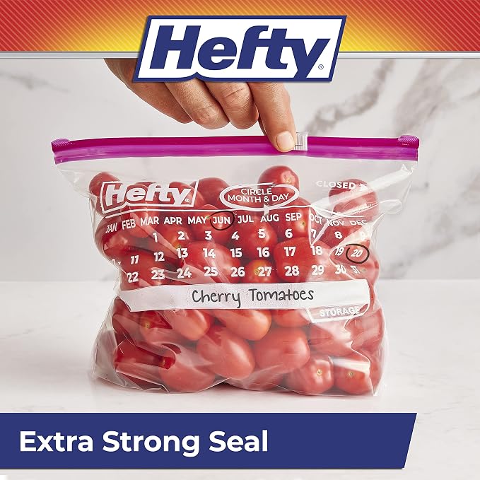 Hefty Slider Calendar Storage Bags,Quart Size,320 Total,40 Count (Pack of 8)