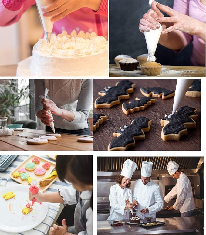Piping Pastry Bag Pack of 100 Plastic Disposable Cream Pastry Bag Cake Icing Sugarcraft Cupcake Piping Decorating Tool For Baking Supplies (Medium 12''X11.8''X7.8'')
