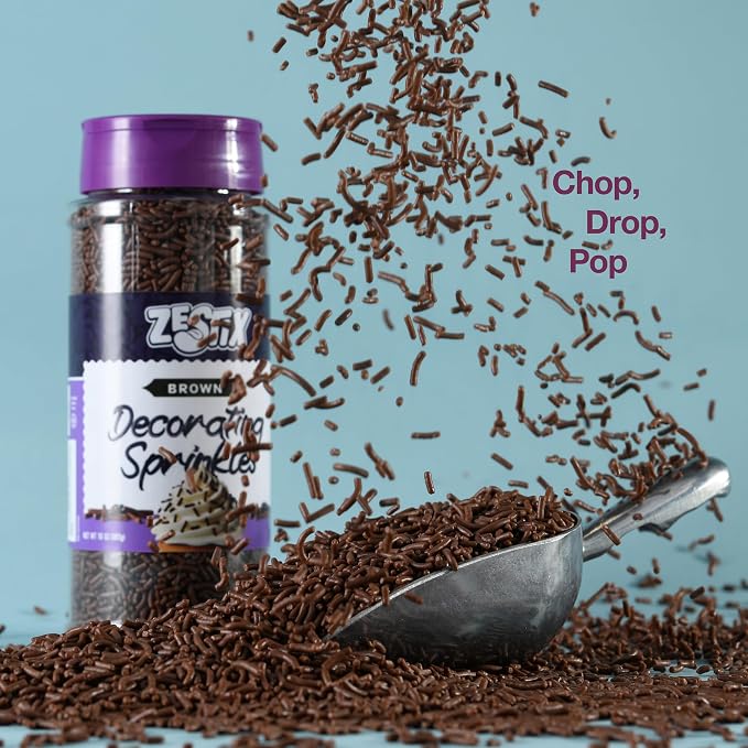 Chocolate Sprinkles – 10 oz Dessert Toppings for Ice Cream, Cake & Cookies – Chocolate Jimmies for Cupcakes, Sundaes, Brownies, Baking & Cake Decorations