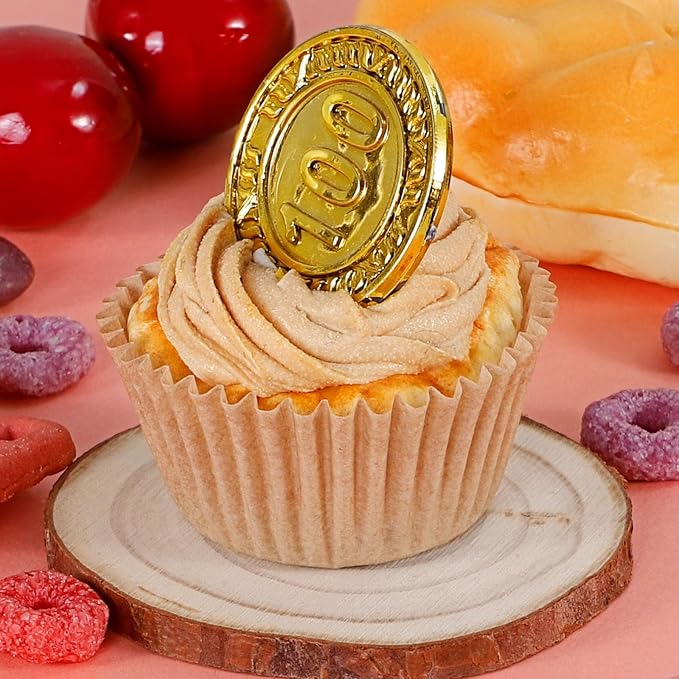 Caperci 300pcs Mini Cupcake Liners for Baking - Greaseproof Paper Muffin Baking Cups for Wedding Birthday Party Baby Shower Festivals (Natural)