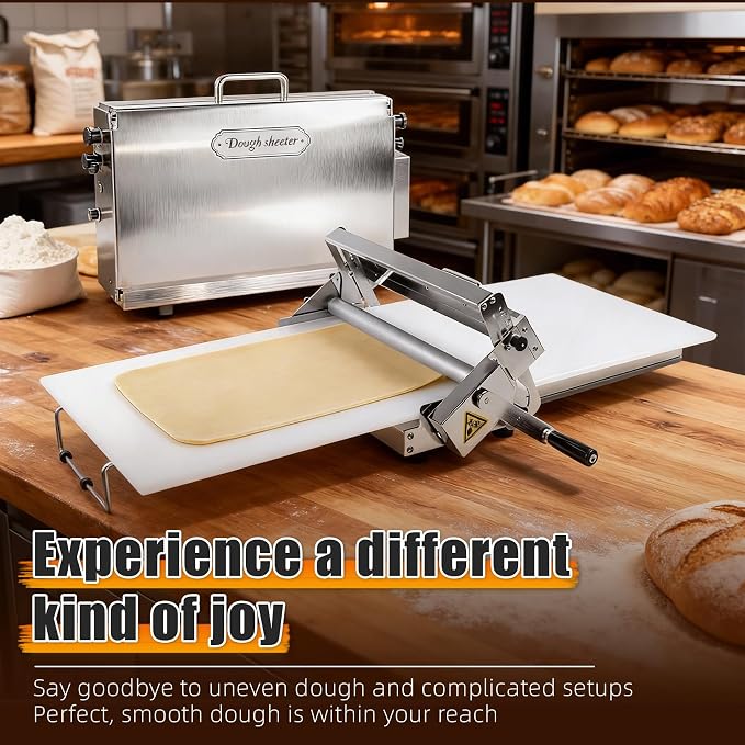 Folding Dough Sheeter (12")，Folding Dough Rolling Machine，Manual Dough Sheeter，Dough Sheeter Machine For Home，Stainless Steel Dough Machine With 55 Adjustable Thicknesses,(1 Scrolling Panel)