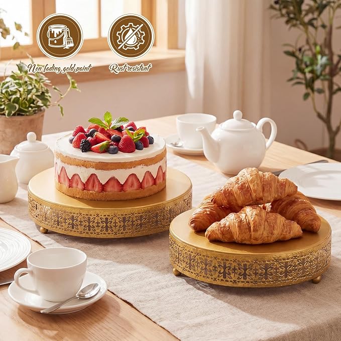Wenqik Wenqik 5 Pcs Metal Gold Cake Stand 16/14/12/10/8 Inch Round Cake Holder Display for Dessert Table Cookies Fruit Serving Tray Cupcake Pastry Riser for Wedding Birthday Party and Events