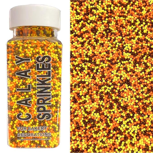 PhilaeEC Autumn Nonpareils Sprinkle Fall 2mm Mini Orange Yellow Brown Peals Sprinkle Edible for Cake Decoration Cupcake Topper Cookie Baking Decorations Halloween Christmas Thankgiving Supplies