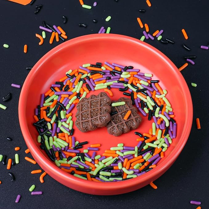 Halloween Jimmies Sprinkles - Black Orange Purple Green Jimmies Mix for Cake Decorating, Edible Cookie Cupcake Decorations for Halloween Baking & Party Treats