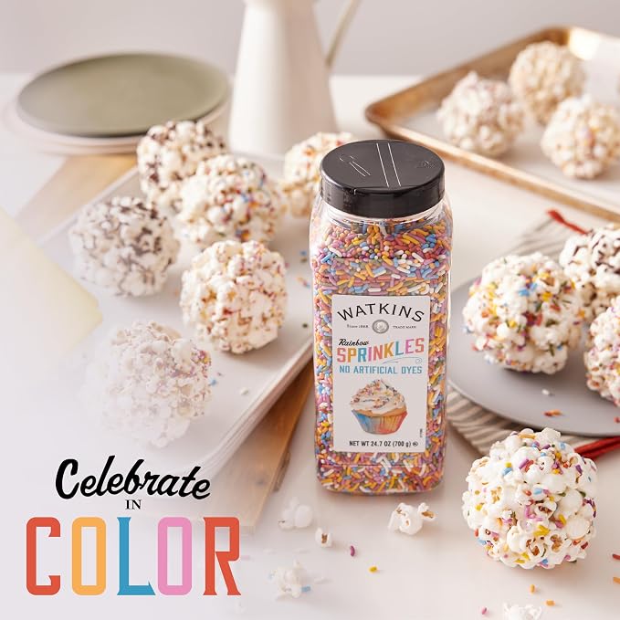 Watkins Rainbow Decorating Sprinkles, No Artificial Dyes, Perfect for Ice Cream and More, 24.7oz