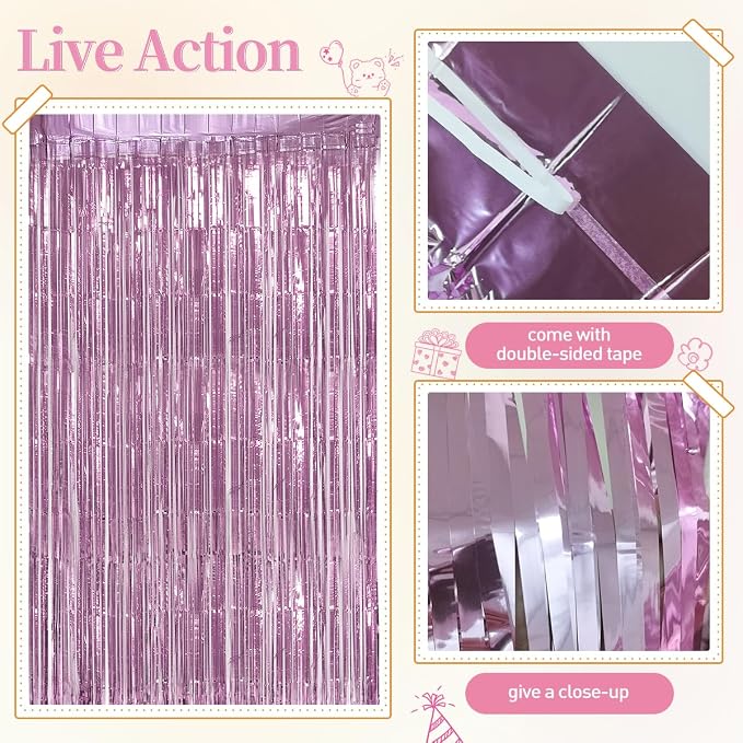 157Pcs Pink and White Balloons Garland Arch Kit with Metallic Pink Fringe Curtain for Woman Girl Princess Birthday Bridal Baby Shower Engagement Wedding Valentine's Day Party Decorations