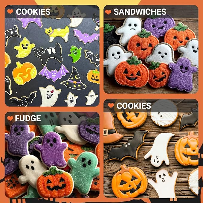 12PCS Halloween Cookie Cutters Set Stainless Steel, Ghost Bat Cat Pumpkin Shapes (Halloween-12pcs) (12pcs)