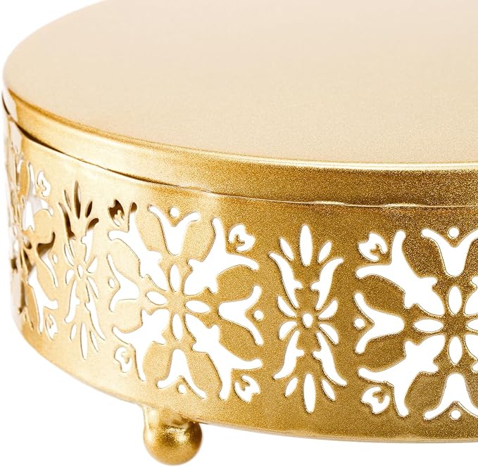 Coloch 3 Pieces Golden Cake Stand Set, 8/10/12 Inch Round Metal Dessert Display Stand Decorative Cake Holder Cupcake Pastry Candy Display Plate for Wedding, Party, Birthday, Event